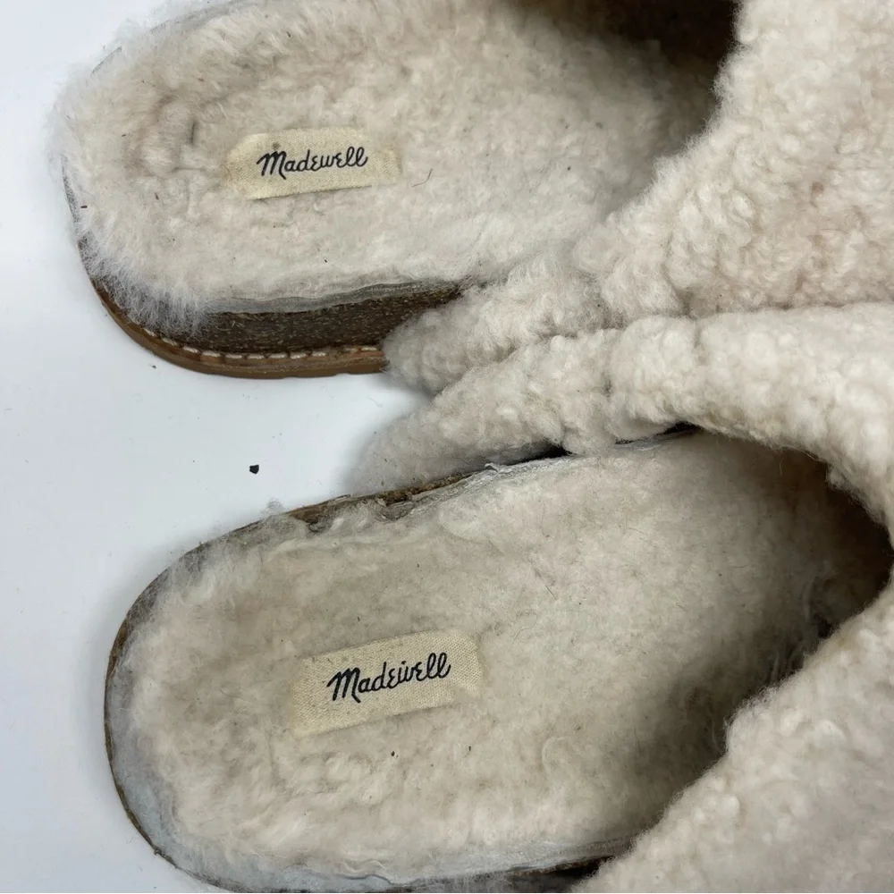 Madewell Cream Faux-Shearling Slip-On Clog Mules - Picture 3 of 7